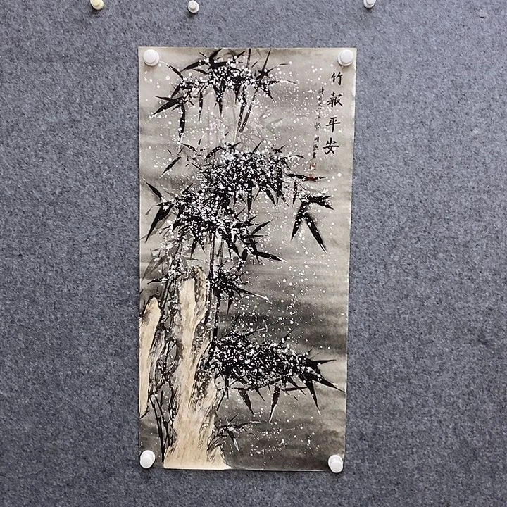 竖款新中式装饰画100×50微瑕