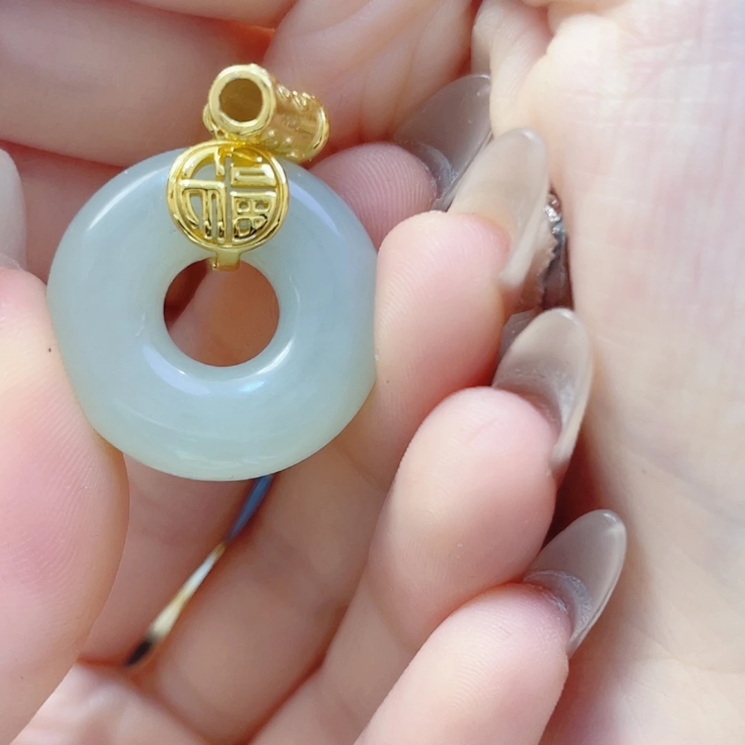 和田玉银S925镀金镶嵌颈饰