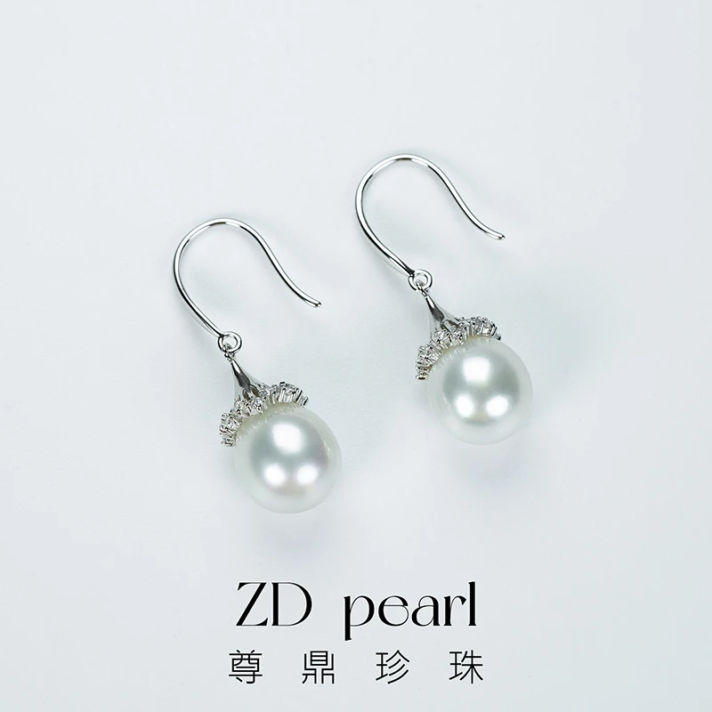 【鸭鸭】尊鼎珍珠-S925银海水珍珠耳钉澳白珠径10-11mm