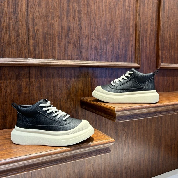 【文麒潮鞋】秋冬新款男鞋皮面欧洲站轻奢男百搭舒适潮流男士休闲鞋