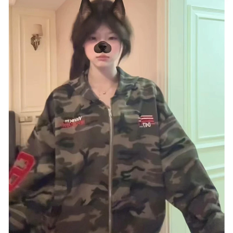 NASA ROAD连帽开衫卫衣2025新款女春秋季美式高街慵懒风拉链外套