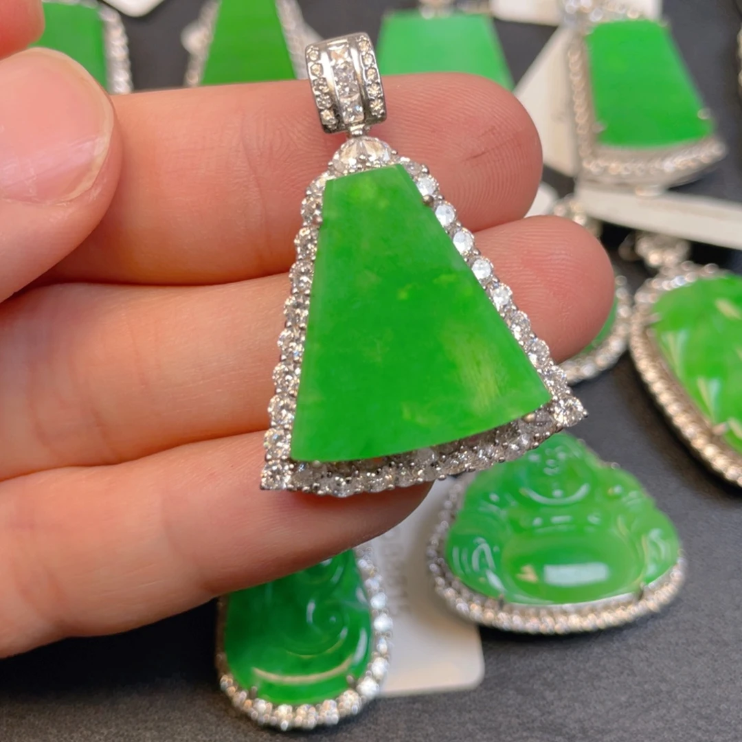 翡翠银S925镶嵌吊坠(不含链)