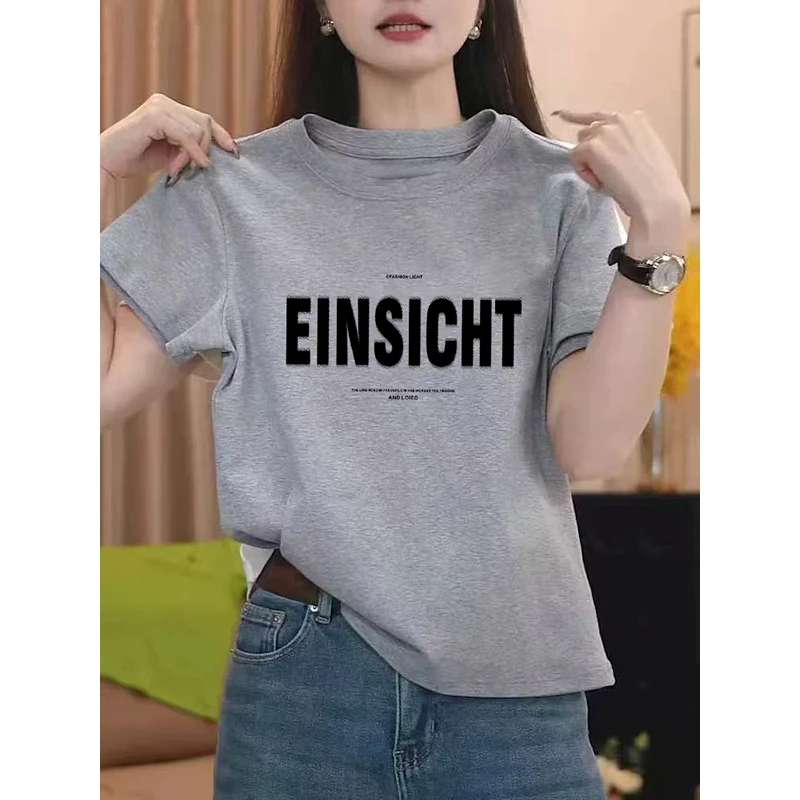 短袖T恤女士2025夏季新款欧货洋气减龄宽松印花半袖体恤印花上衣