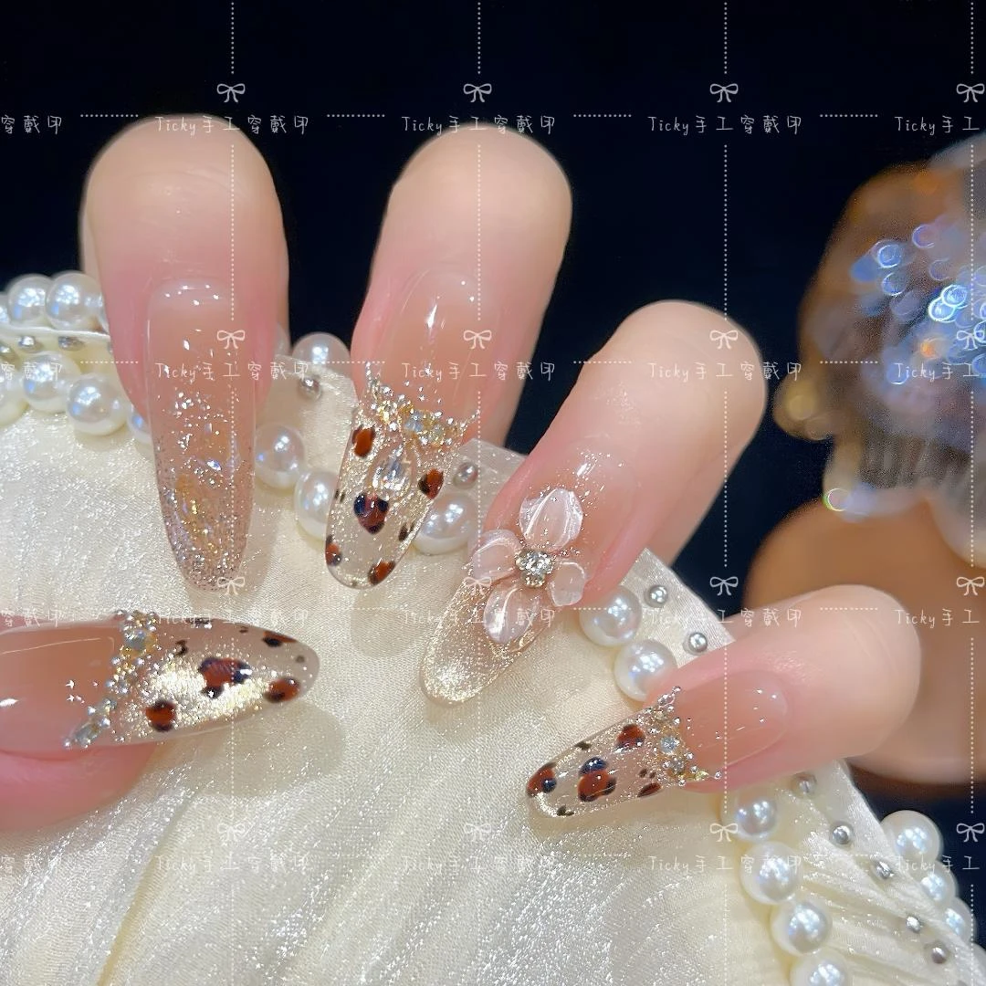 【豹美豹富】落日豹纹手工穿戴甲可重复佩戴高颜值小众美甲贴片