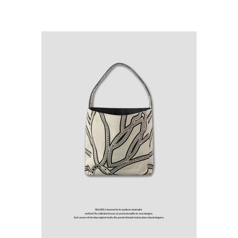 【奔腾】“100亚麻”设计图腾原色休闲百搭大容量帆布包XF50318