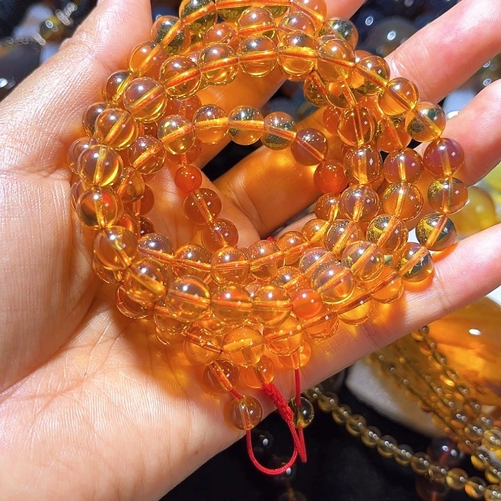 未镶嵌颈饰琥珀爱**玩缅甸天然琥珀108佛珠
