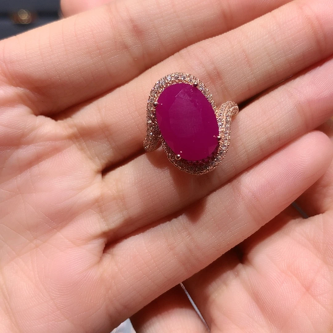 银S925镶嵌戒指红宝石