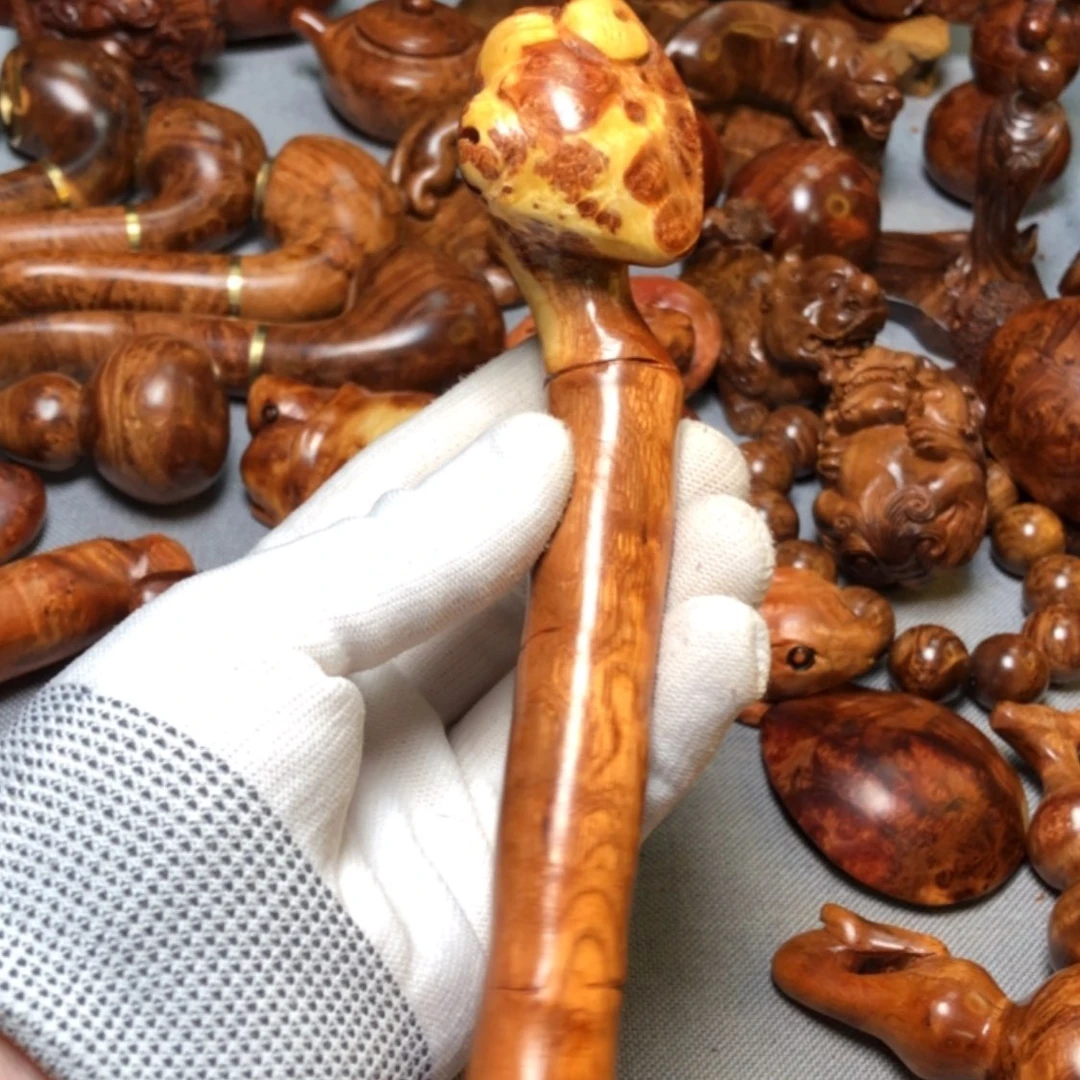 【闪购商品】木熊**长麻梨疙瘩火琉璃手把件