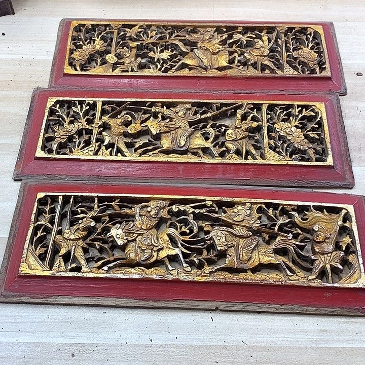 香榧木茶室空间老木雕花板