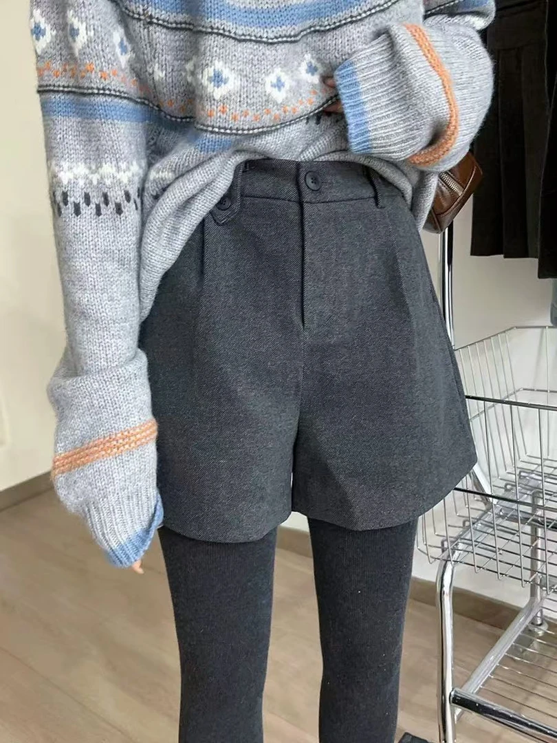 Z.X 半松紧腰毛呢A字短裤 5608（K2）
