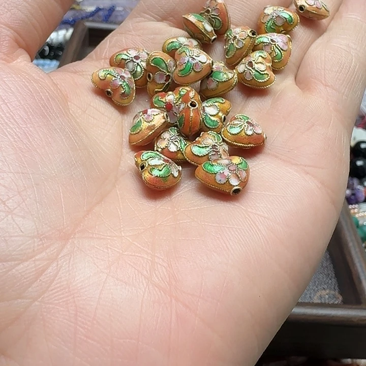 玛瑙/玉髓未镶嵌珠宝半成品3个10x12mm景泰蓝屁桃