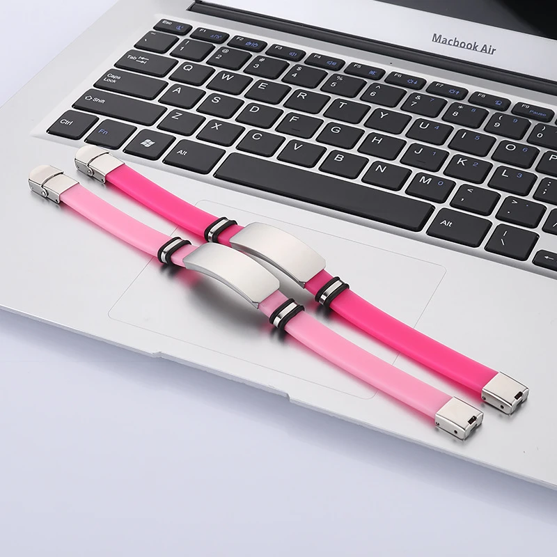 不锈钢亚克力手链 手链礼品LOGO不锈钢热销钛钢手环硅胶刻情侣