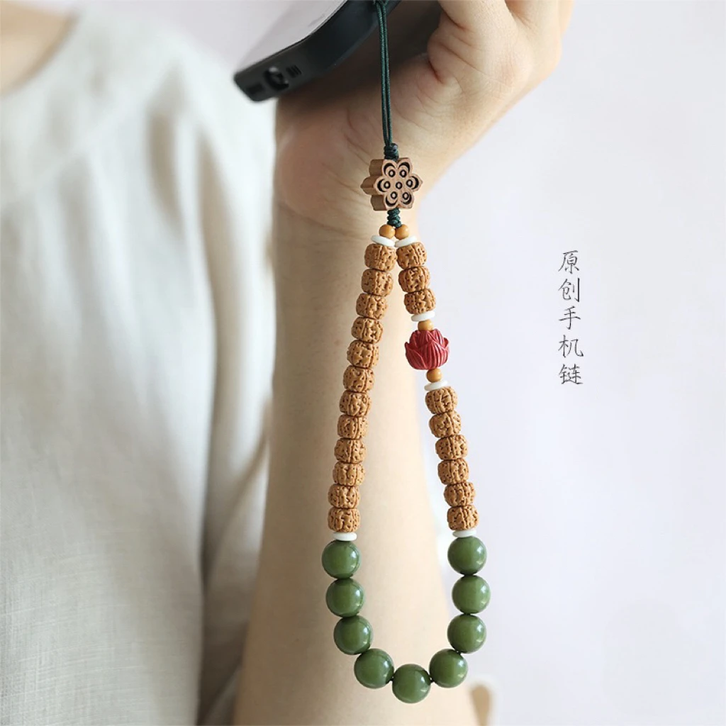 金刚手机链挂件女套手腕短款挂绳绿菩提根结实耐用文艺挂饰