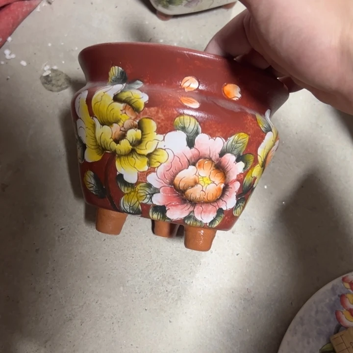 景德镇手绘花盆满38包邮偏远地区除外