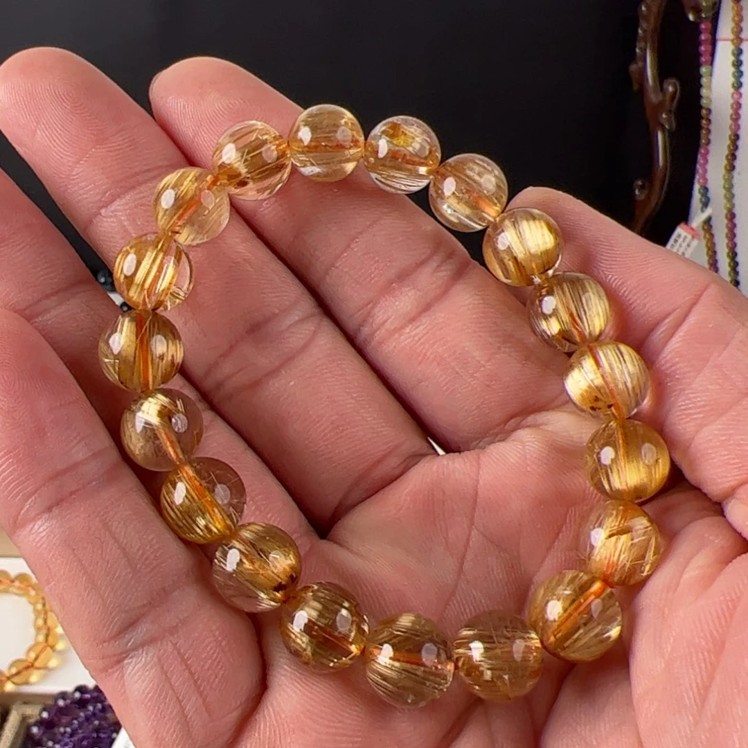 水晶手链未镶嵌金发晶钛晶手链10.3