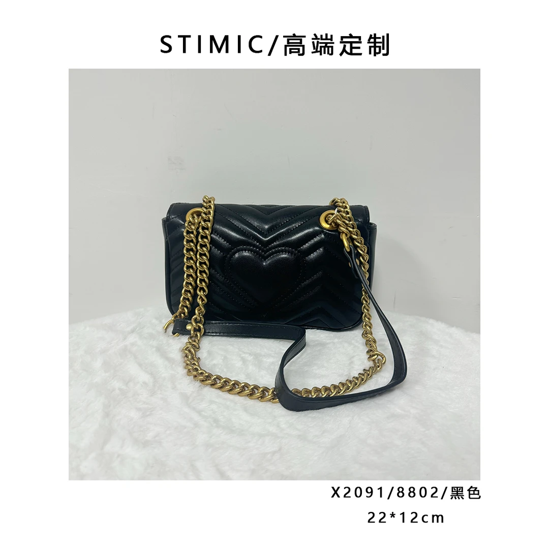 X2091/8802/黑色高端订制手工蜡线女士时尚单肩轻奢斜挎包8802