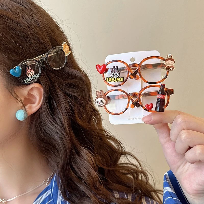 可爱卡通创意眼镜发夹女侧边夹侧夹高级感刘海碎发发夹百搭鸭嘴夹