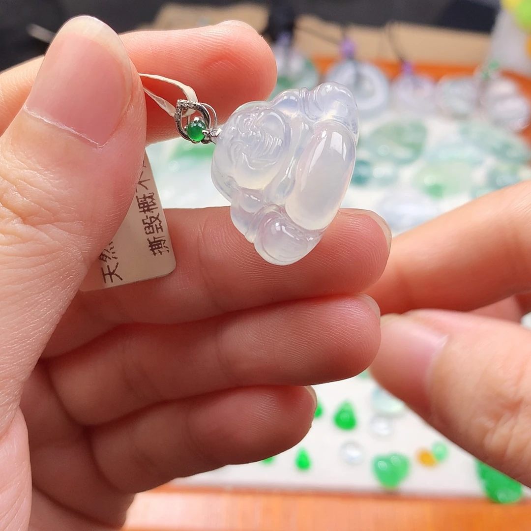 吊坠(不含链)18K金镶嵌翡翠佛公
