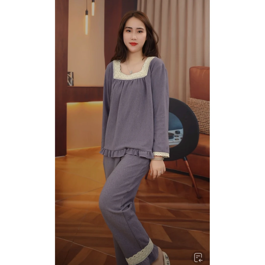 睡衣女冬季新款爆款长袖长裤休闲可外穿家居服套装（星空紫）