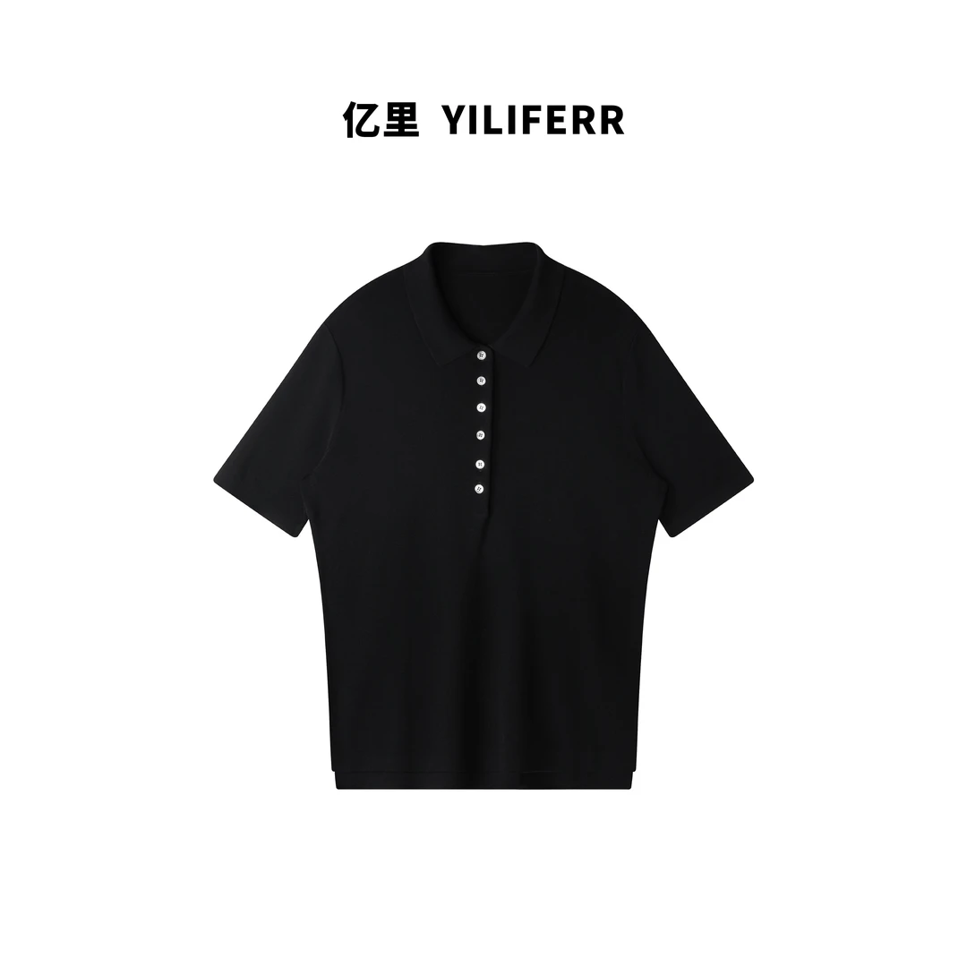 【YILI显瘦女装】POLO领夏季高级感显瘦百搭大码上衣Y0721