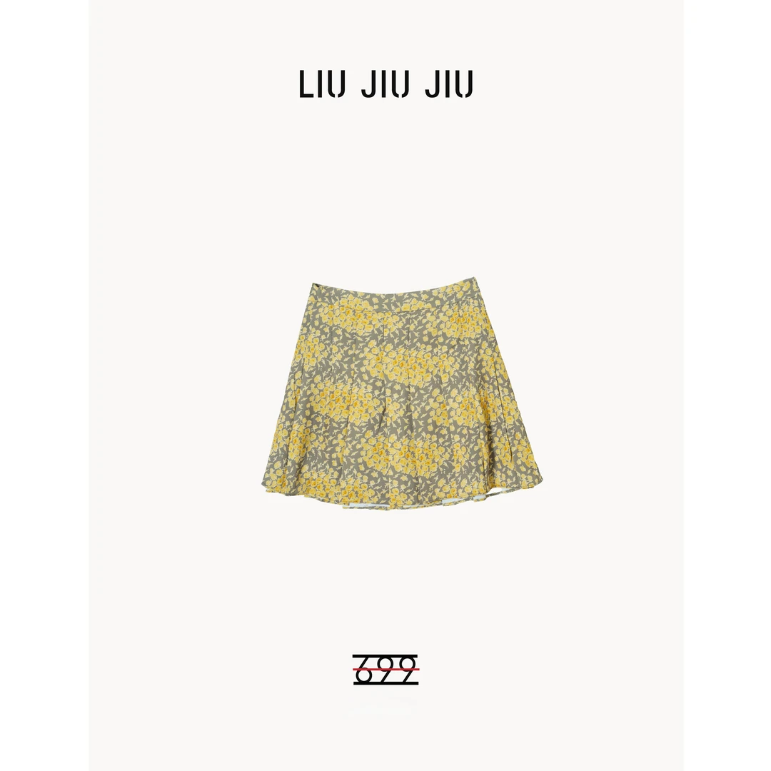 LIUJIUJIU 欧货千金减龄感高腰提花显瘦设计半身碎花短裙BQ4496L