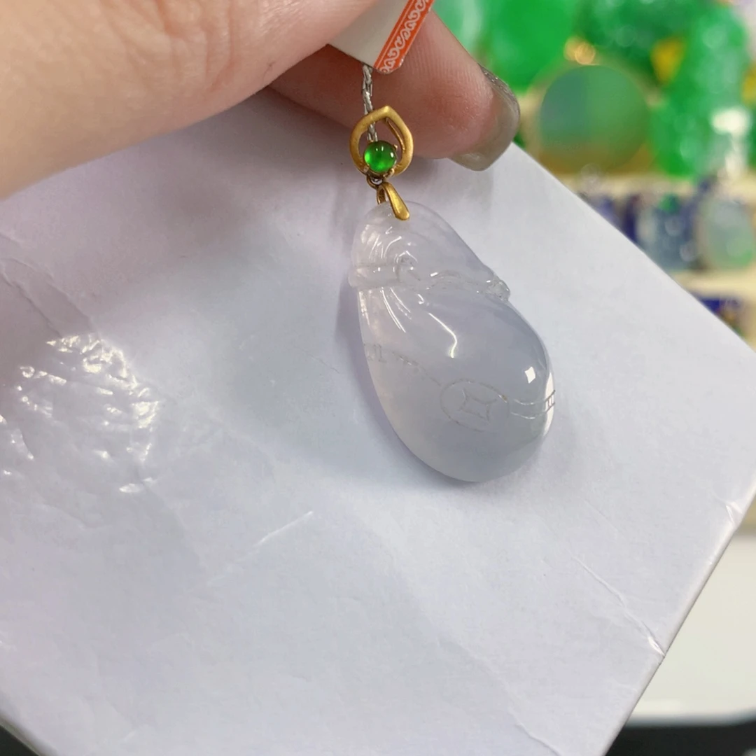 吊坠(不含链)18K金镶嵌翡翠