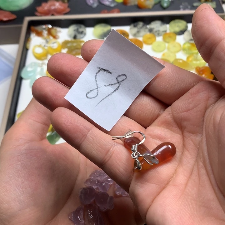 蛇纹石玉耳钉足银镀金镶嵌?***?