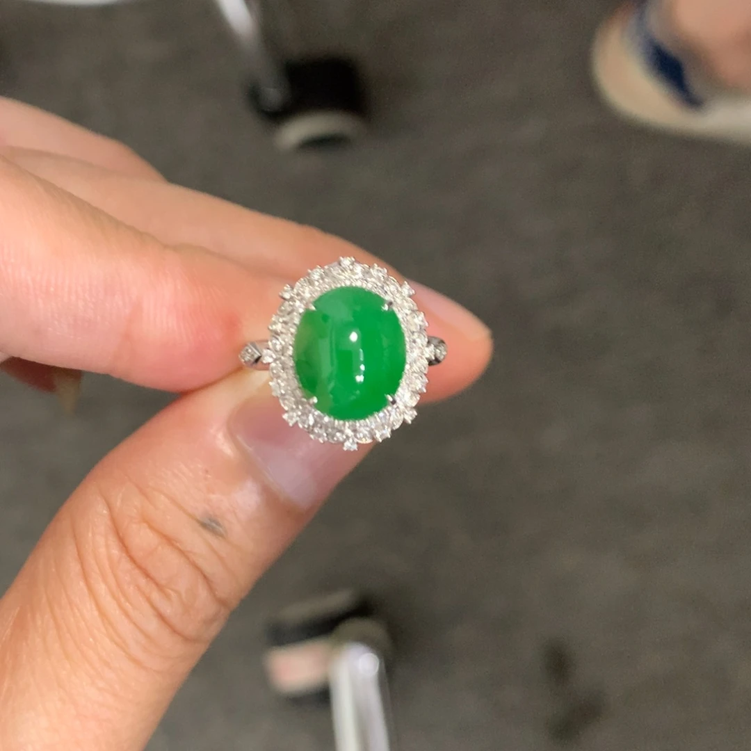 翡翠戒指18K金镶嵌李**了两用款