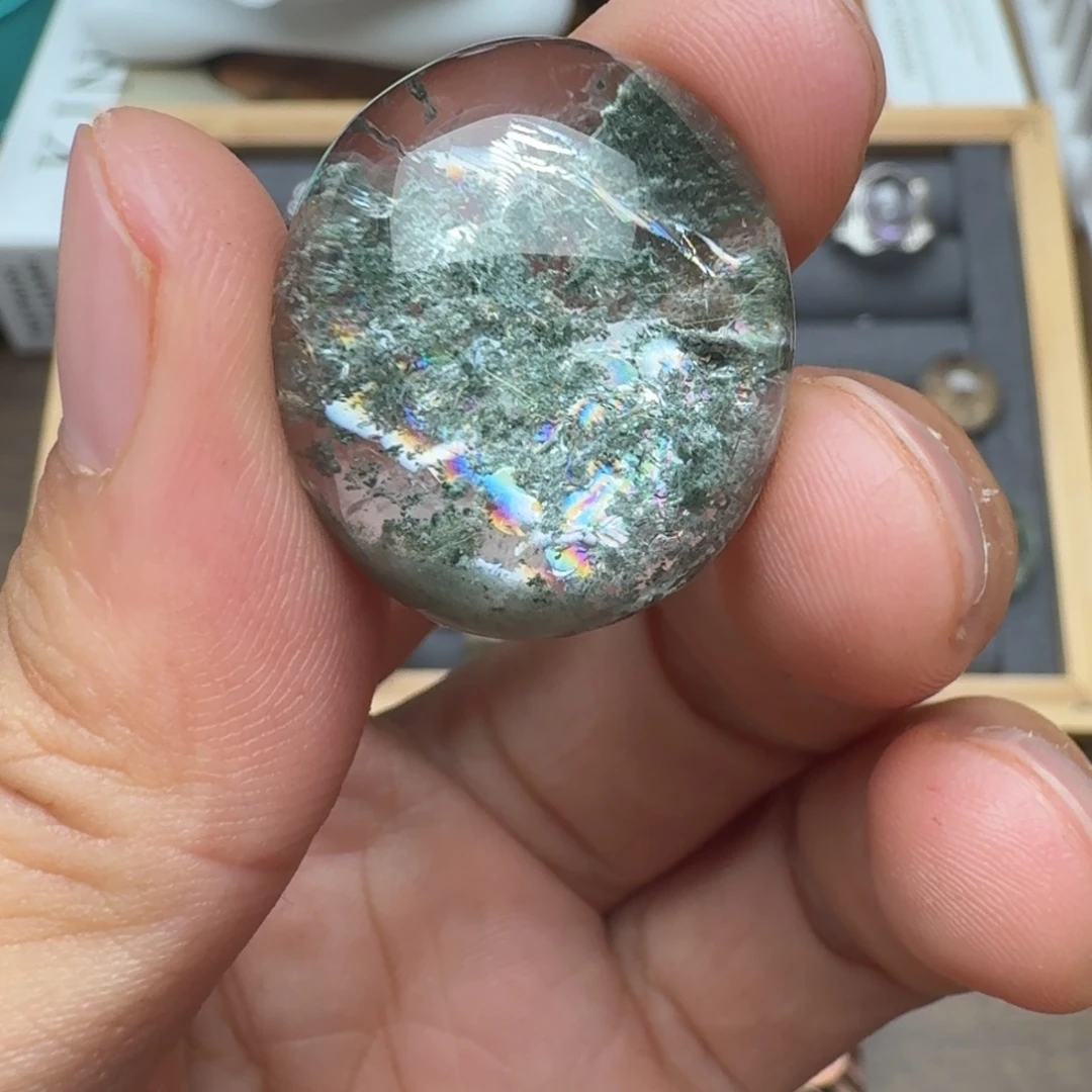 近***富水晶珠宝半成品未镶嵌定制绿幽灵不退不换