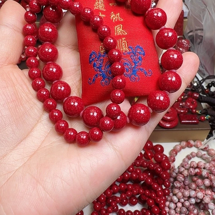 天然辰砂天然米金砂手链