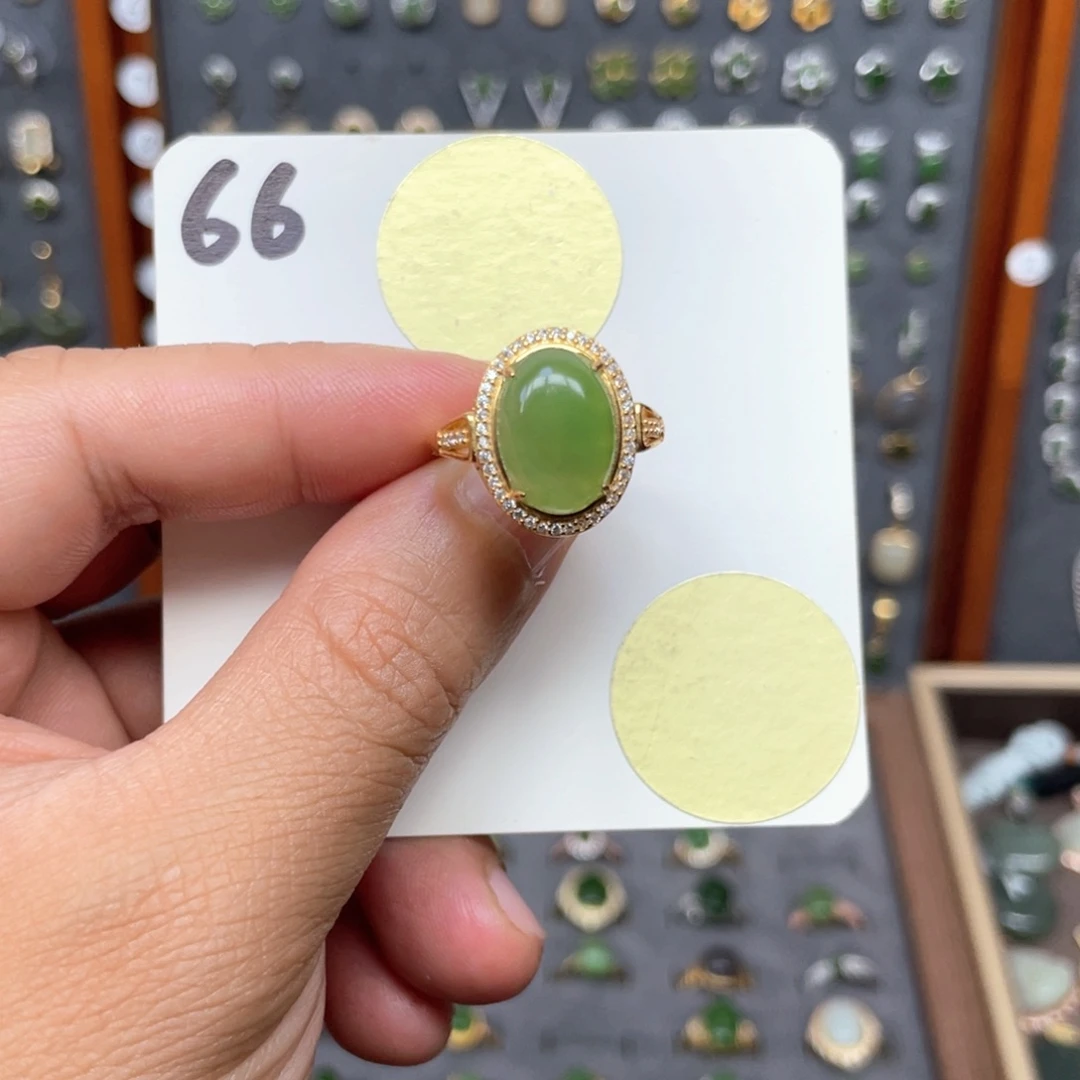 和田玉（碧玉）戒指银S925镶嵌和田玉66