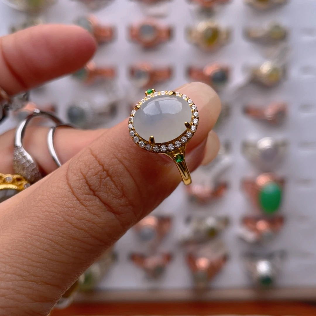 翡翠戒指银S925镶嵌11111