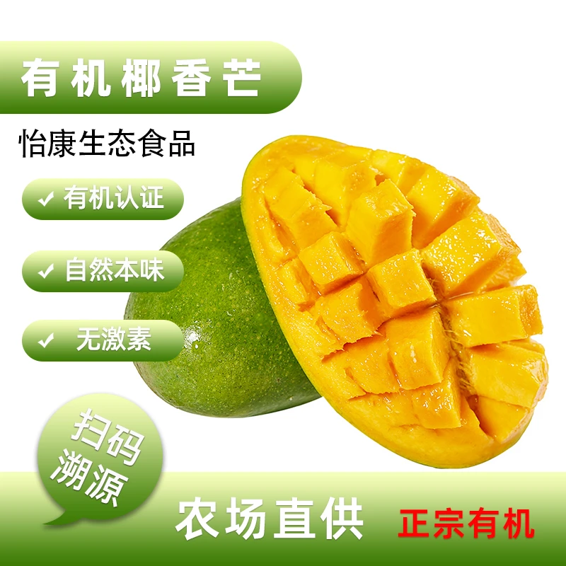 9斤云南有机芒果有机认证椰香芒5斤鸡蛋芒新鲜有机水果芒果绿皮