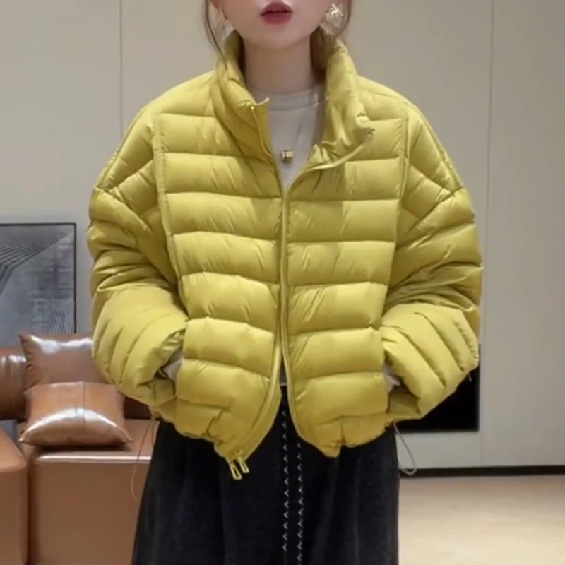 韩版立领排骨纹收腰下摆棉服女2025冬季新款巨好看显瘦遮肉棉衣