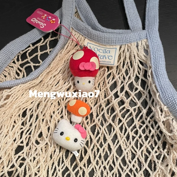 中古复古可爱蘑菇串kitty挂件包挂