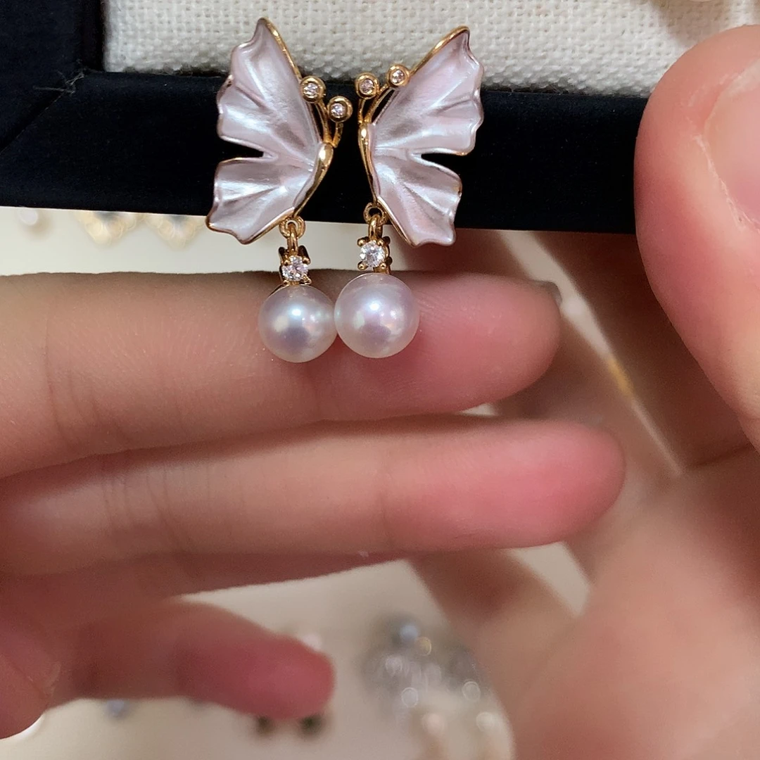 淡水珍珠耳饰合金