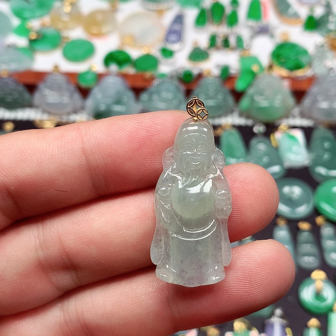 颈饰18K金镶嵌翡翠天然翡翠A货