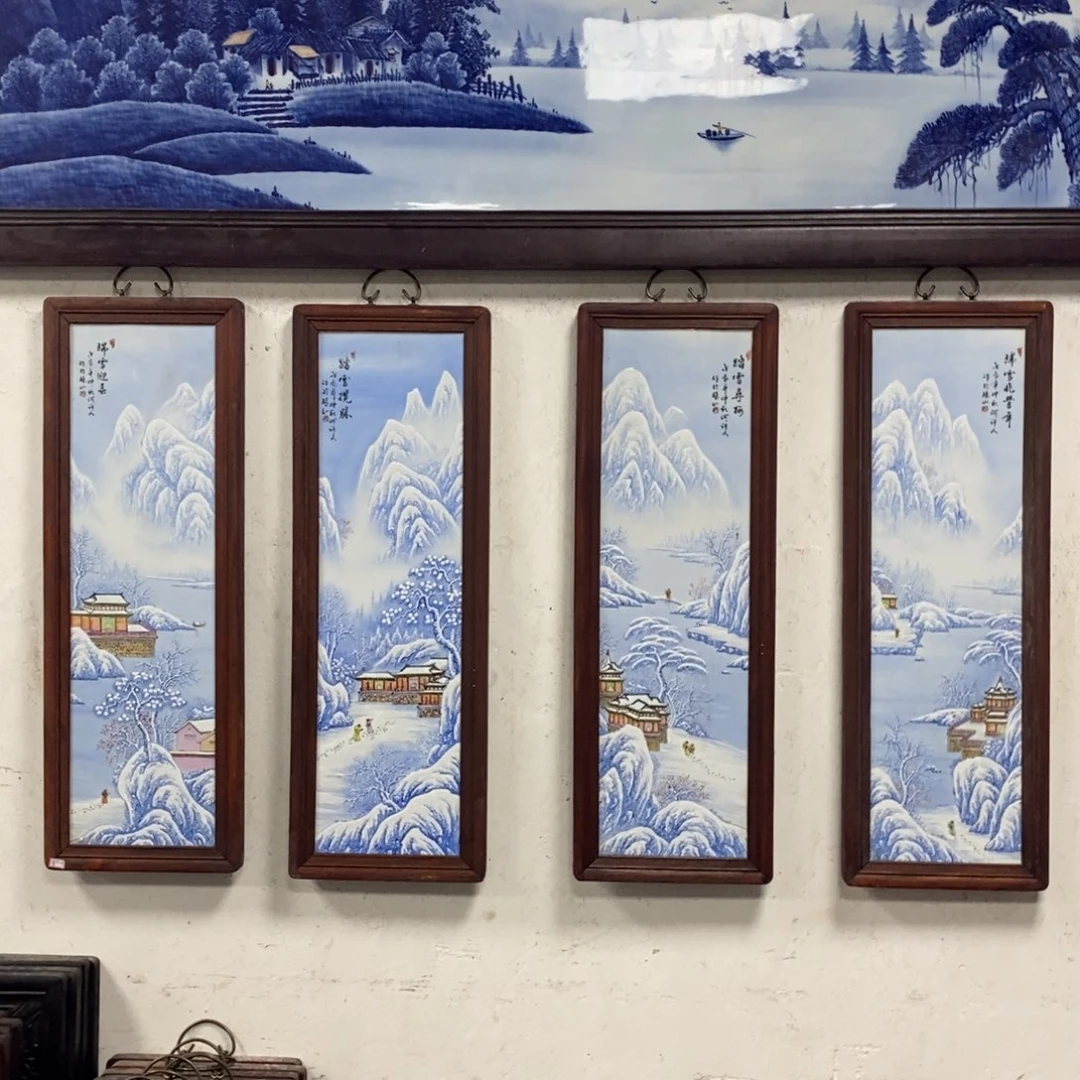 瓷片80*28*4景德镇瓷板画柴窑烧制