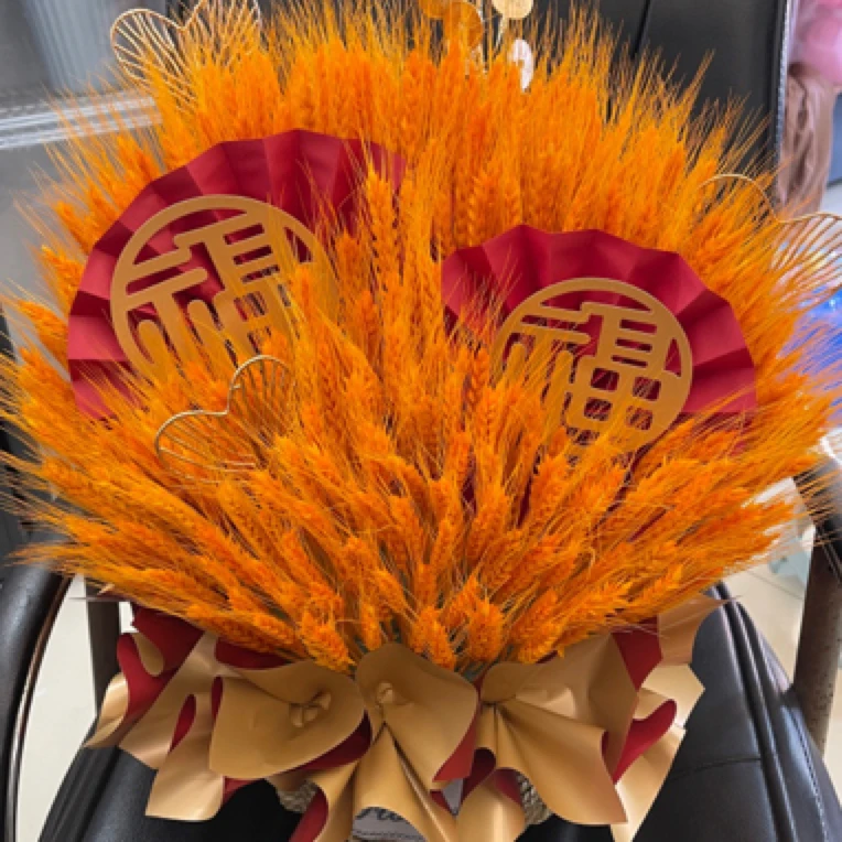 开业大吉桌面大麦开业花篮400根大麦圆形篮子