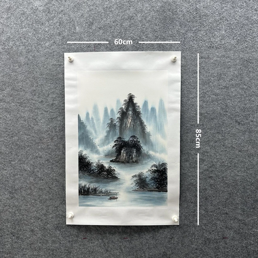 【云山福川】欧阳宾亲笔85*60cm手绘礼盒作品