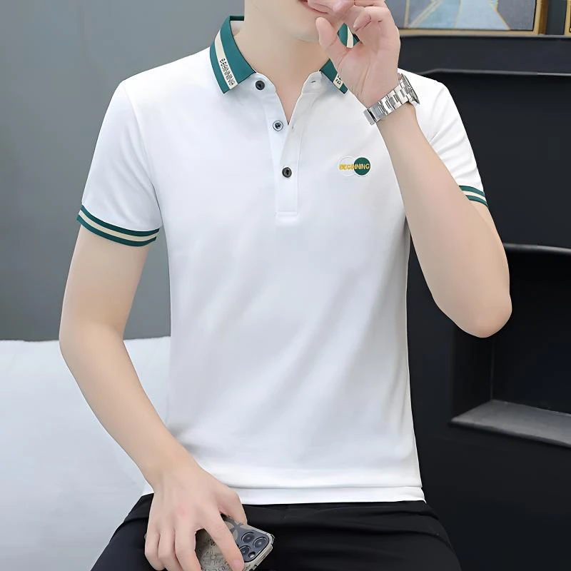 高品质冰感男士polo衫潮流韩版珠地棉翻领短袖t恤男潮牌男装半袖