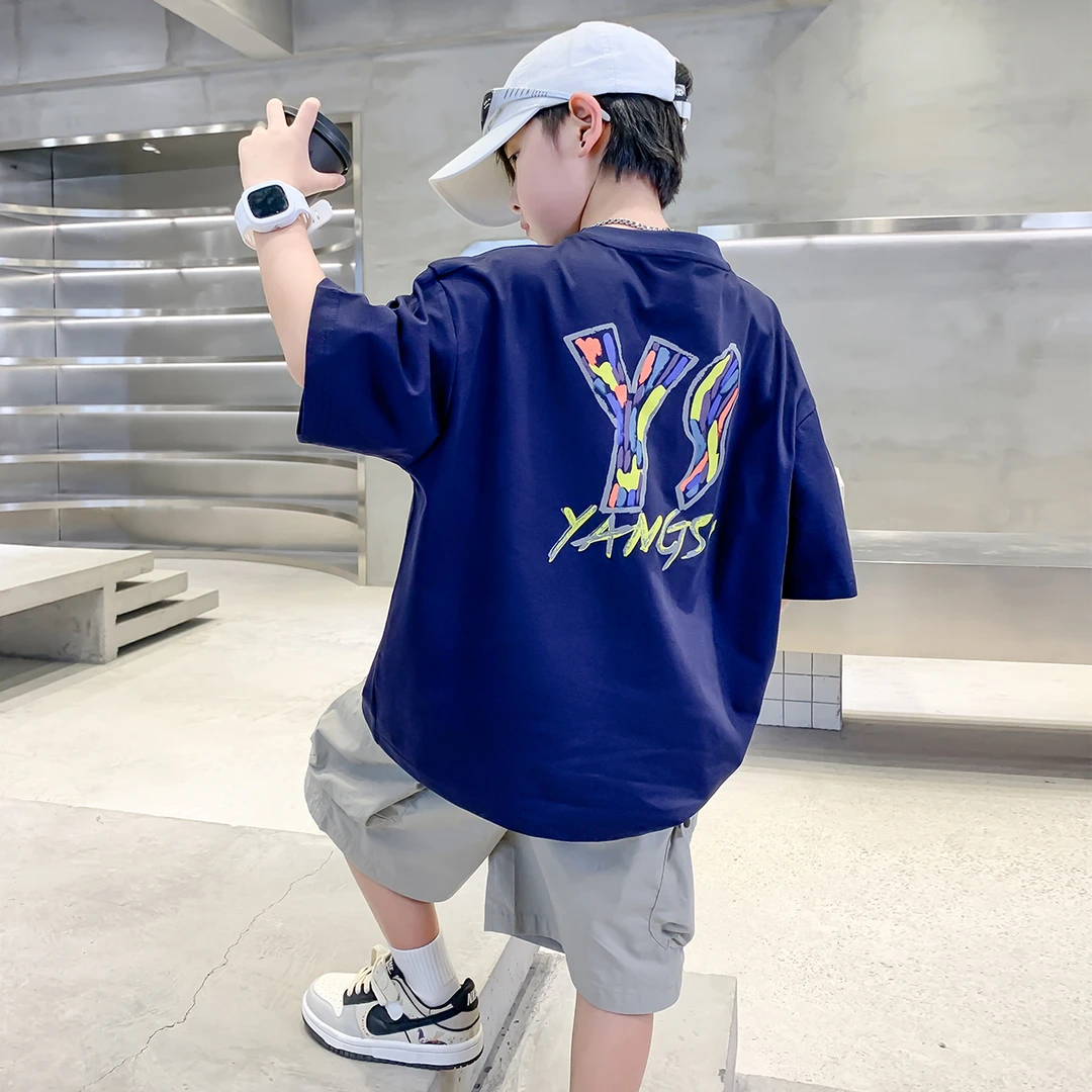 儿童时尚印花短袖T恤夏季百搭上衣2025新款男童涂鸦半袖体恤夏装t