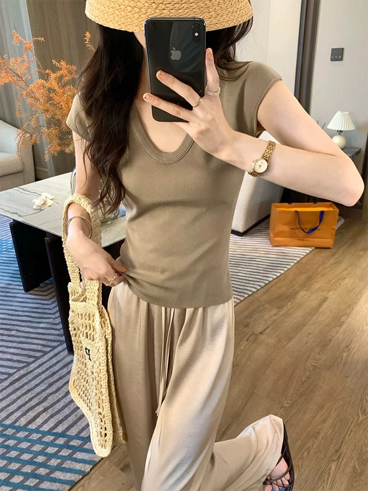 找对应编码下单夏装新款针织冰丝显瘦上衣