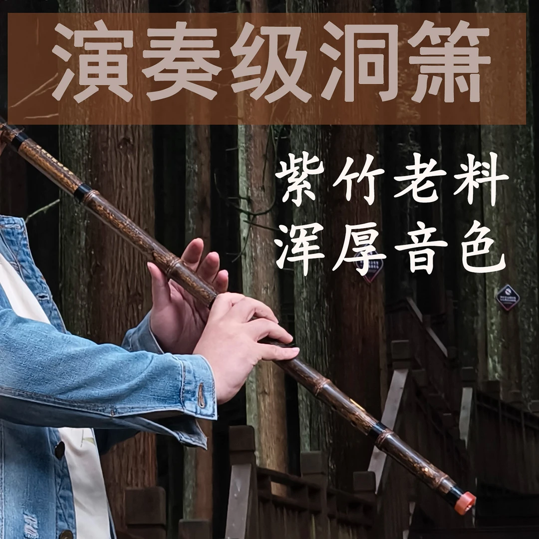 洞箫老料演奏萧乐器二两三节专业八孔笛子汉民族古风紫竹高档南九