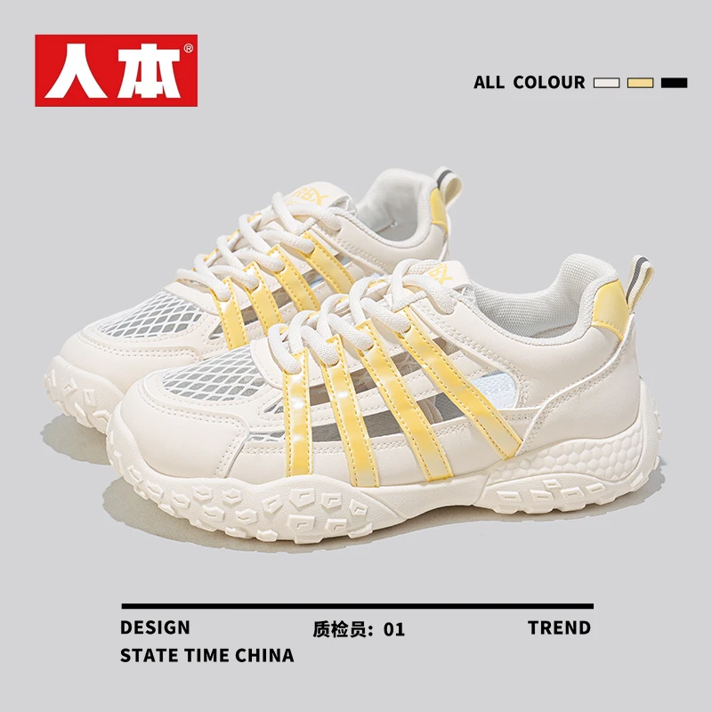 人本品牌正品女鞋夏季网面镂空透气2025新款爆款百搭休闲女鞋