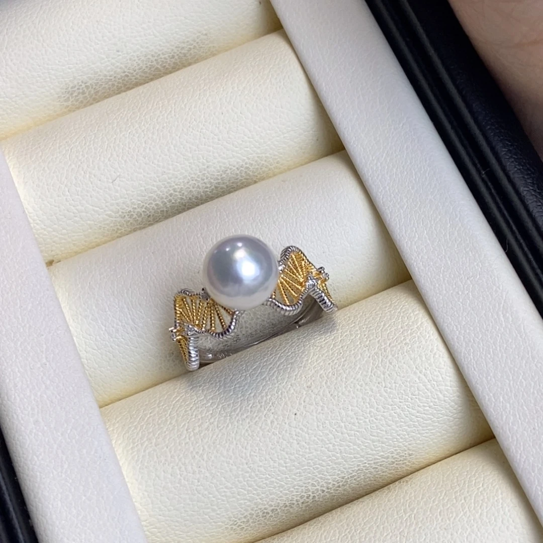 银S925镶嵌淡水珍珠戒指特价