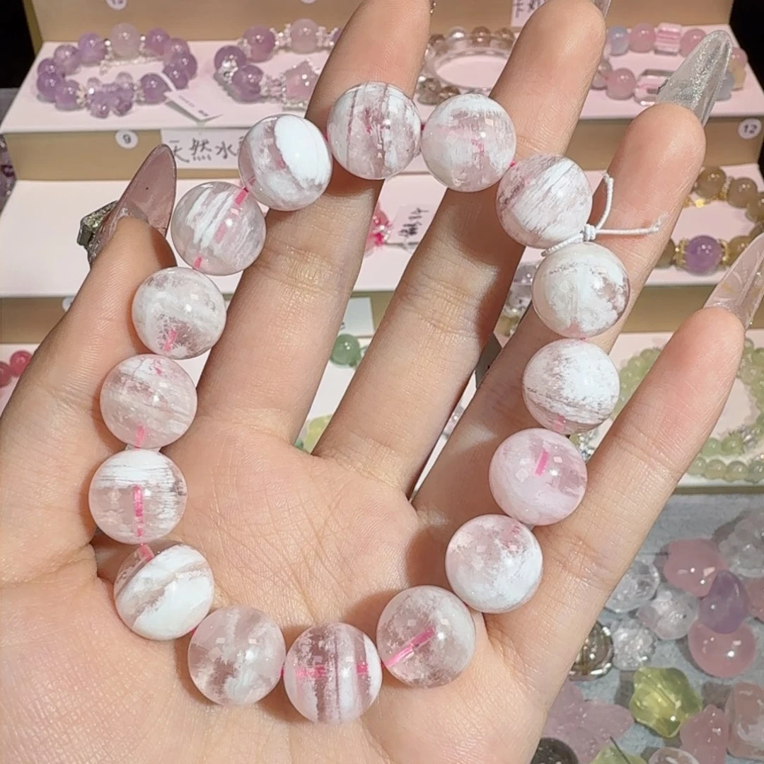 水晶手串未镶嵌桃*雪花