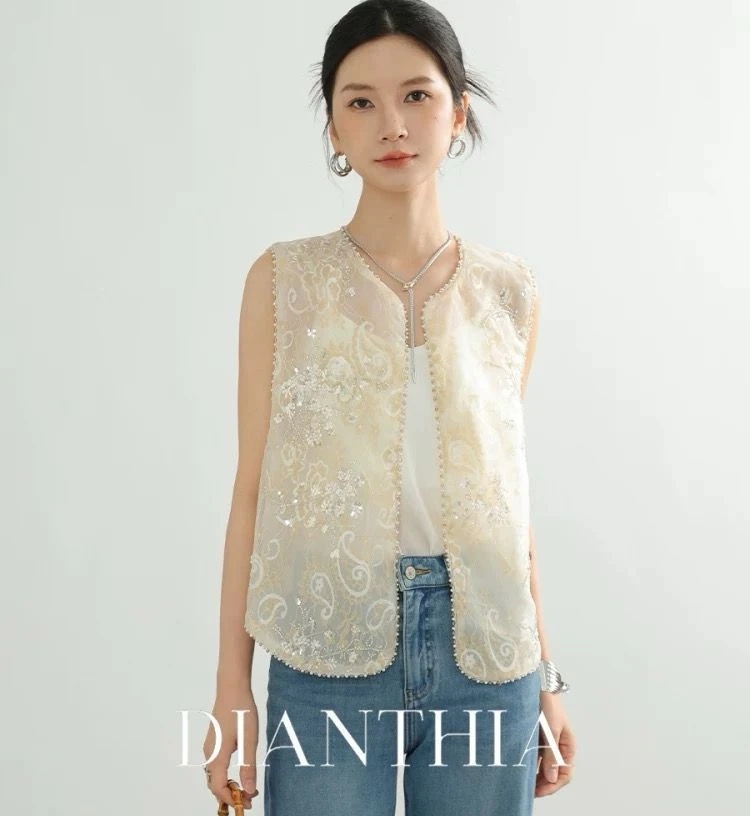 【重工钉珠】中式春夏季重工刺绣钉珠马甲背心女轻国风高级上衣马甲