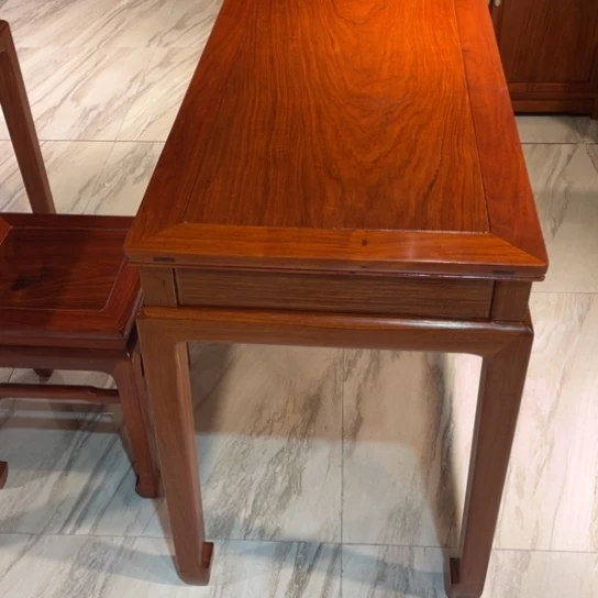 紫檀木类家具冯*板缅花小书桌2件套