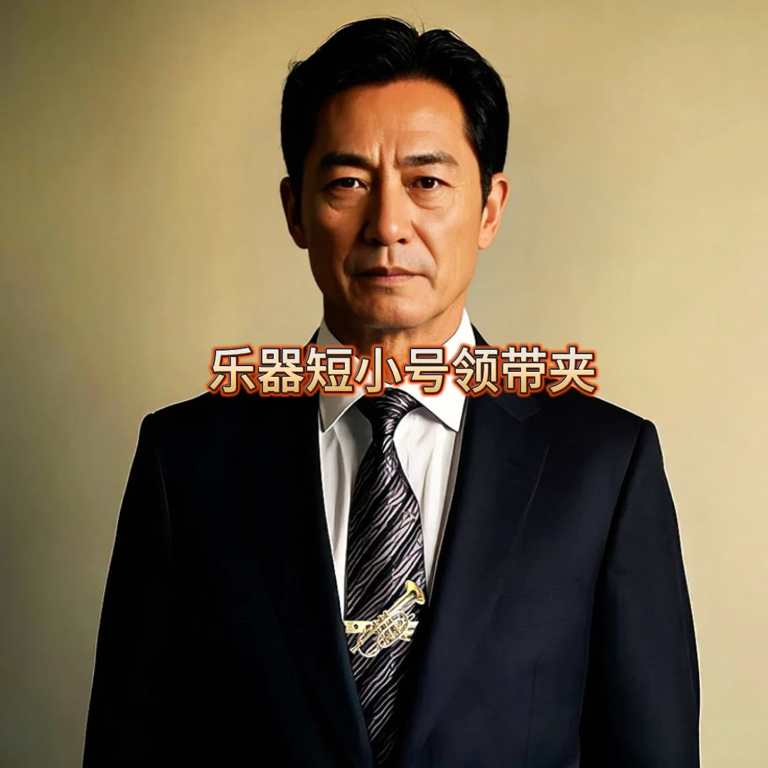 微型乐器短小号领带夹黄铜镀金中老年男士时尚英伦高档休闲礼盒装